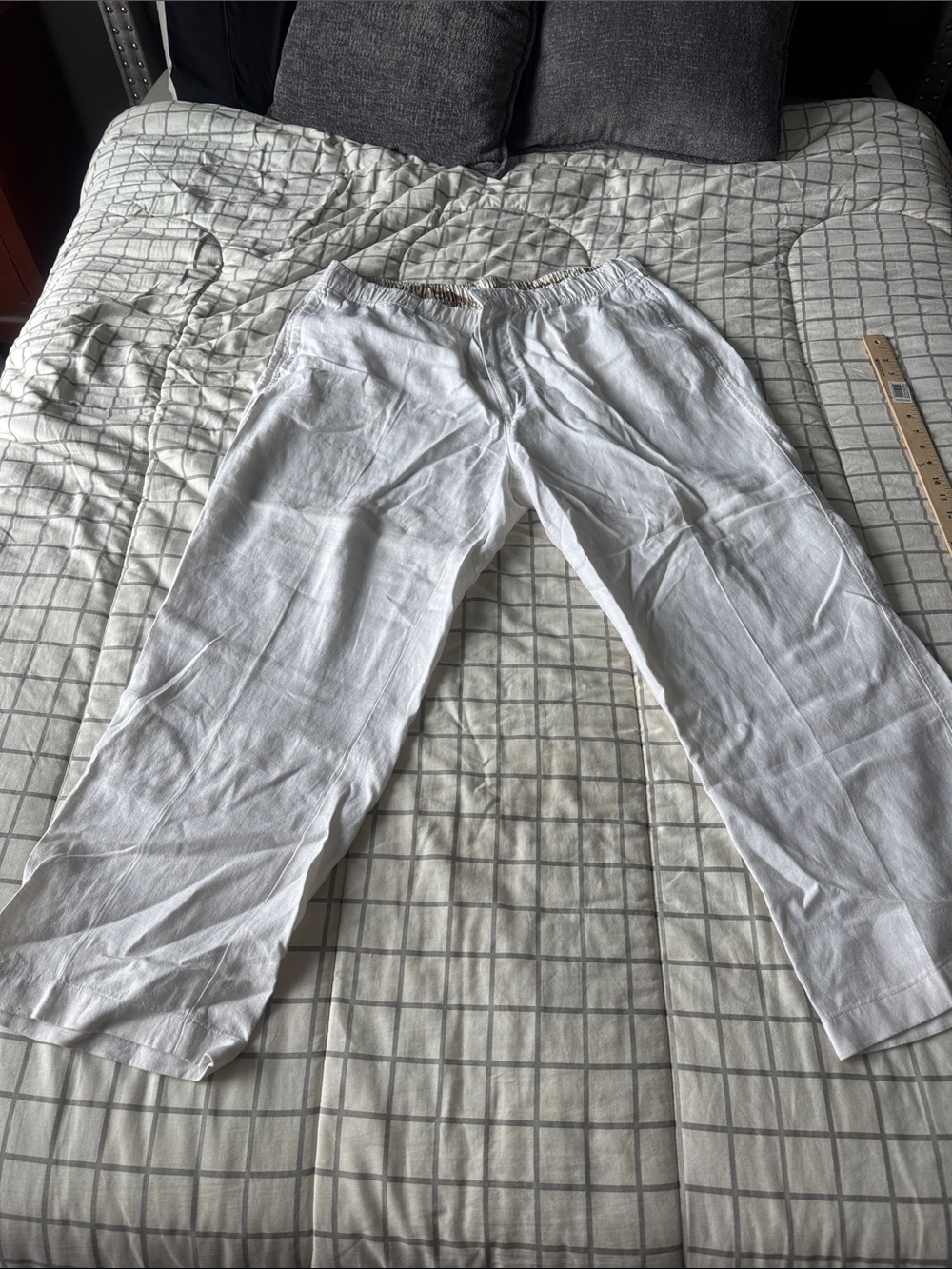 Men's Lightweight White Linen Pants XL 30